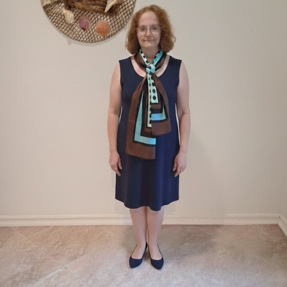 Yves Saint Laurent Brown & Turquoise Geometric Square 100% Silk Scarf - Picture 3 of 6